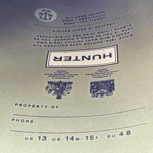 Hunter Argyll Full Knee Rubber Wellington Boots Black Men’s Size US 14 - Picture 7 of 10